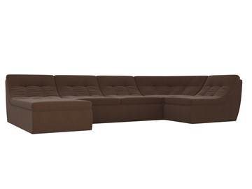 Модульный П-образный диван Холидей, Коричневый (рогожка) в Кемерово