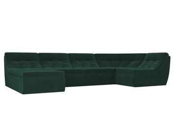 Модульный П-образный диван Холидей, Зеленый (велюр) в Кемерово