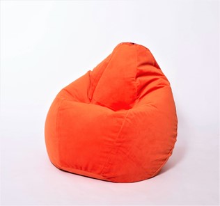 Кресло-мешок Груша среднее, велюр однотон, оранжевое в Кемерово