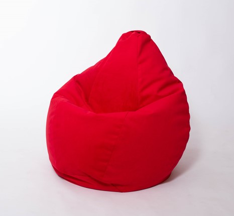 Кресло-мешок Груша большое, велюр однотон, красное в Кемерово - изображение