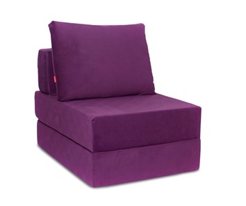 Бескаркасное кресло-кровать Окта, велюр фиолетовый в Кемерово