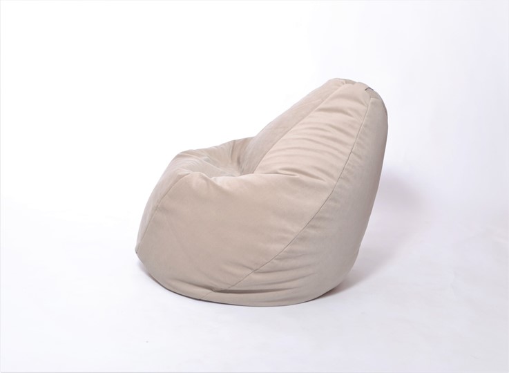 Кресло-мешок Груша среднее, велюр однотон, бежевое в Кемерово - изображение 2