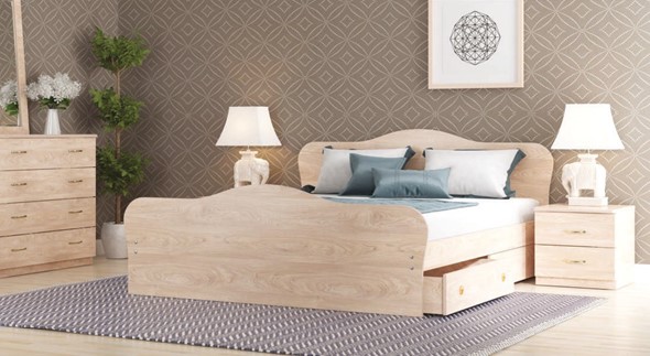 Кровать в спальню Каролина, 160х200 с основанием, дуб млечный в Кемерово - изображение