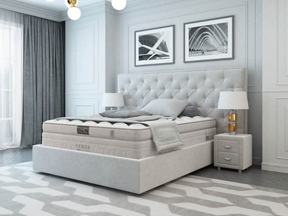 Кровать двуспальная Classic/Island M 160х200, Флок (Велсофт Дымчатый) в Кемерово - изображение