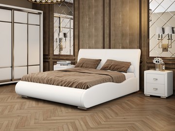 Двуспальная кровать Corso-8 Lite 160х200, Экокожа (Белый) в Кемерово