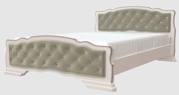 Кровать в спальню Карина-10 (Дуб Молочный, светлая обивка) 160х200 в Кемерово