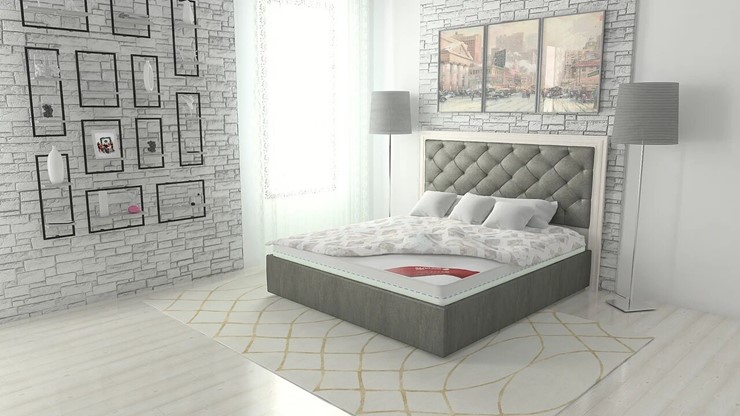 Двуспальная кровать Манхэттен 180х200 (с основанием), с высотой спинки - 130 см в Кемерово - изображение 1