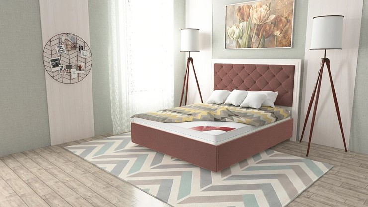 Двуспальная кровать Манхэттен 180х200 (с основанием), с высотой спинки - 130 см в Кемерово - изображение 7