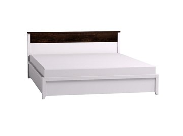 Кровать двуспальная Норвуд 32 с гибкими ламелями металл, Белый-Орех шоколадный в Кемерово