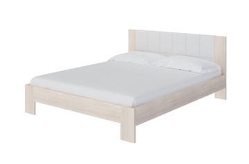 Кровать в спальню Soft 1, 180х200, ЛДСП Дуб Шамони+экокожа (Дуб Шамони с белым) в Кемерово