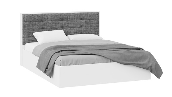 Кровать 2-спальная Тесса (Белый Жемчуг/Рогожка серая) в Кемерово - изображение