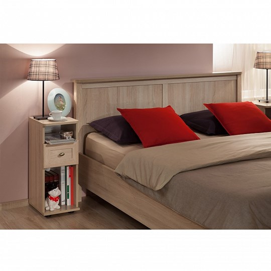 Спальная кровать Sherlock 43 + 3.1 Основание с гибкими ламелями металл 1400, Дуб Сонома в Кемерово - изображение 1