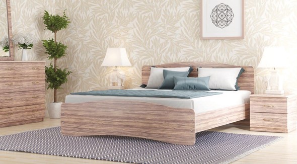 Двуспальная кровать Лира, 160х200 с основанием, сонома в Кемерово - изображение