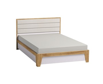 Двуспальная кровать Айрис 306 1800 с гибкими ламелями металл, Белый-Дуб золотистый в Кемерово