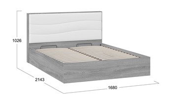Двуспальная кровать с механизмом Миранда тип 1 (Дуб Гамильтон/Белый глянец) в Кемерово - предосмотр 1