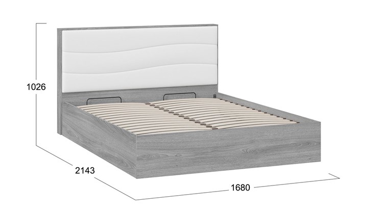 Двуспальная кровать с механизмом Миранда тип 1 (Дуб Гамильтон/Белый глянец) в Кемерово - изображение 1