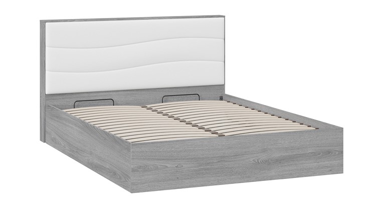 Двуспальная кровать с механизмом Миранда тип 1 (Дуб Гамильтон/Белый глянец) в Кемерово - изображение 2