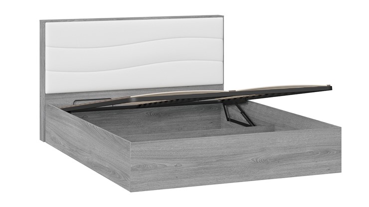 Двуспальная кровать с механизмом Миранда тип 1 (Дуб Гамильтон/Белый глянец) в Кемерово - изображение 3