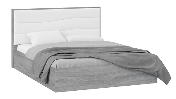 Двуспальная кровать с механизмом Миранда тип 1 (Дуб Гамильтон/Белый глянец) в Кемерово - изображение