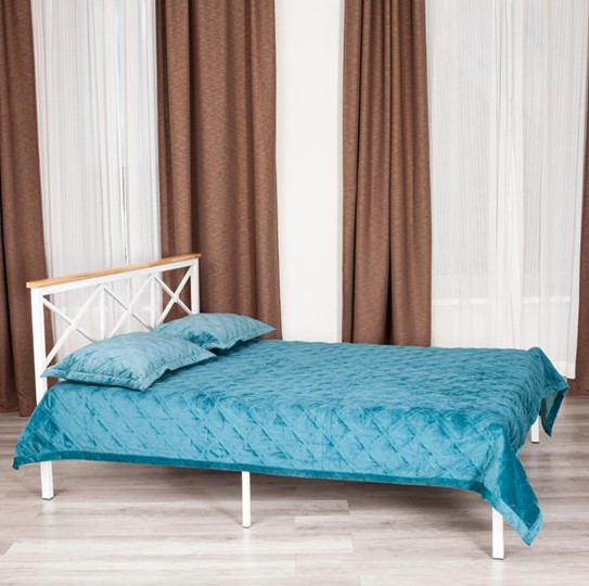 Кровать с основанием Iris (mod.9311) дерево гевея/металл, 160*200 см (Queen bed), Белый (White) в Кемерово - изображение 9