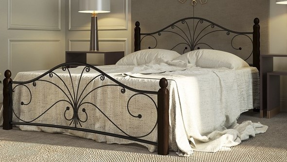 Кровать 2-х спальная Фортуна 1, 1600, черный/шоколад в Кемерово - изображение