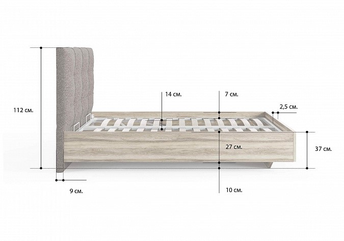 Кровать с подъемным механизмом Victoria (ясень анкор) 140х200 в Кемерово - изображение 1