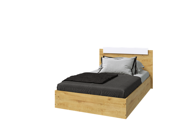 Односпальная кровать Эко 900 ЛДСП, Дуб вотан/Белый в Кемерово - изображение