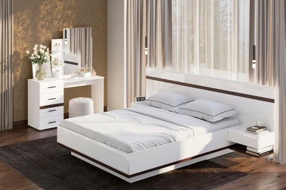 Гарнитур спальный Соло, белый/белый глянец/венге в Кемерово - изображение
