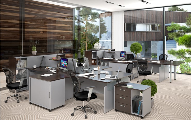 Офисный комплект мебели OFFIX-NEW для двух сотрудников и руководителя в Кемерово - изображение 1