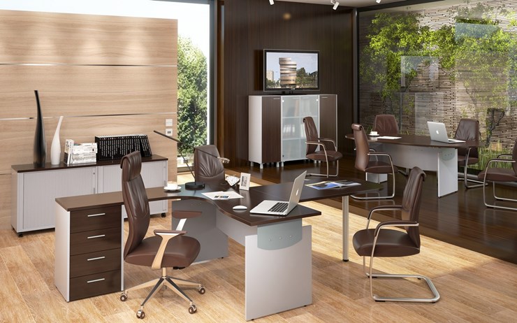 Офисный комплект мебели OFFIX-NEW для двух сотрудников и руководителя в Кемерово - изображение