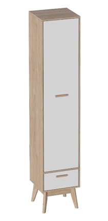 Детский шкаф одностворчатый Калгари, Дуб натуральный светлый/Белый матовый в Кемерово - изображение