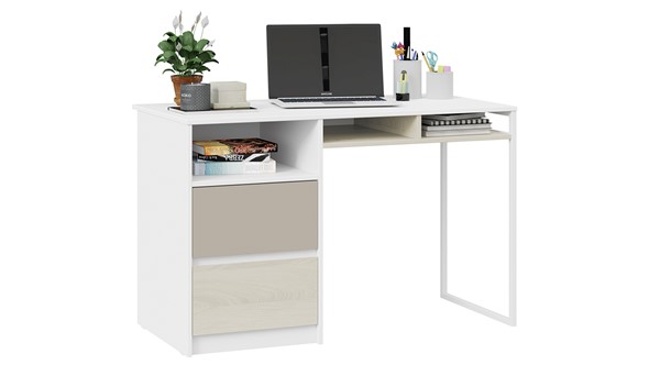 Письменный стол Сканди СМ-386.15.02-20 (Дуб Гарден, Белая, Глиняный серый) в Кемерово - изображение