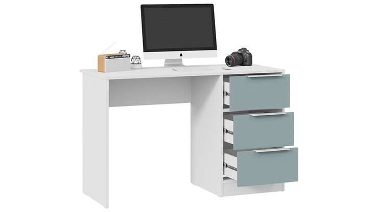 Письменный стол Марли Тип 1 (Белый/Серо-голубой) в Кемерово - изображение 1