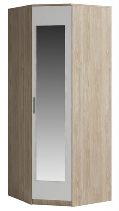 Распашной шкаф угловой Светлана, с зеркалом, белый/дуб сонома в Кемерово - изображение