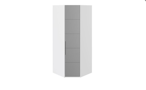 Шкаф угловой Наоми с зеркальной правой дверью, цвет Белый глянец СМ-208.07.07 R в Кемерово - изображение