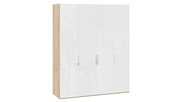 Шкаф для одежды Эмбер СМ-348.07.011 (Яблоня Беллуно/Белый глянец) в Кемерово