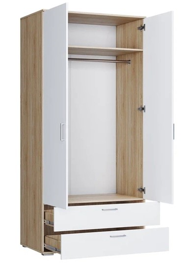 Шкаф распашной ШР-2/1 с ящиками Лайт Дуб сонома / Белый в Кемерово - изображение 1