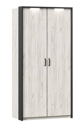 Двухстворчатый шкаф Техно с паспарту, Дуб крафт белый в Кемерово - изображение