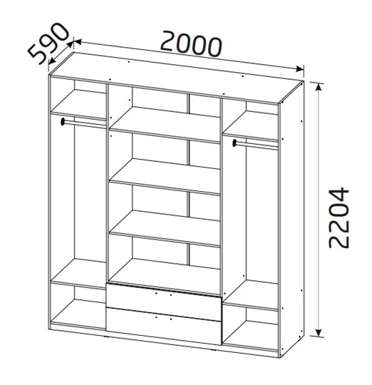 Шкаф четырехстворчатый 4-х дверный Вега с 2 ящиками в Кемерово - изображение 1