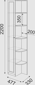 Угловой шкаф-стеллаж Беатрис М13 левый (Орех Гепланкт) в Кемерово - предосмотр 3