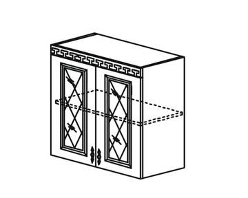Шкаф на кухню Веста настенный двухдверный с полкой со вставкой из стекла 718*800*323мм в Кемерово
