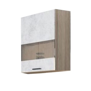 Кухонный шкаф со стеклом Модус, Ш500с/720, цемент светлый в Кемерово - предосмотр