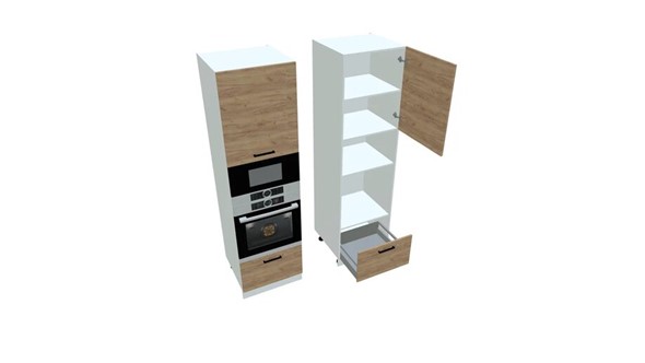 Шкаф-пенал кухонный П7 3, Дуб крафт/Белый в Кемерово - изображение