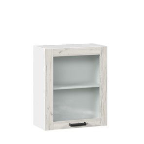 Кухонный навесной шкаф 600 со стеклом Винченца ЛД 234.350.000.031, Белый/Дуб Крафт белый в Кемерово