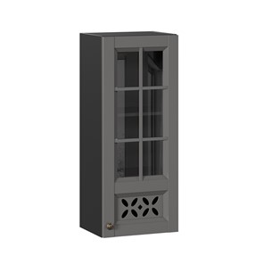 Шкаф настенный Амели-3 400 высокий со стеклом ЛД 299.420.000.042, Черный/Оникс серый в Кемерово