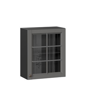 Настенный шкаф Амели-3 600 со стеклом ЛД 299.350.000.032, Черный/Оникс серый в Кемерово