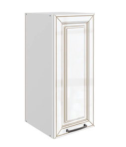 Кухонный шкаф Атланта L300 Н720 (1 дв. гл.) эмаль (белый/белый глянец патина золото) в Кемерово