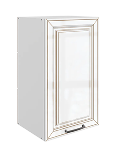 Кухонный навесной шкаф Атланта L400 Н720 (1 дв. гл.) эмаль (белый/белый глянец патина золото) в Кемерово