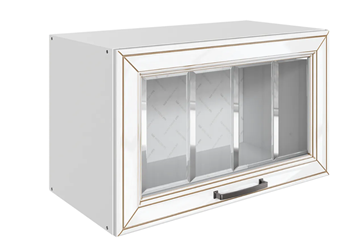 Кухонный шкаф Атланта L600 Н360 (1 дв. рам.) эмаль (белый/белый глянец патина золото) в Кемерово
