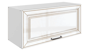 Кухонный навесной шкаф Атланта L800 Н360 (1 дв. гл.) эмаль (белый/белый глянец патина золото) в Кемерово